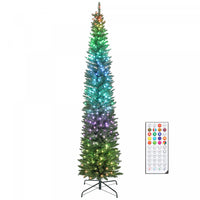 HOMCOM 7.5ft Christmas Tree with DIY Synchronized LEDs, Xmas Tree, Green