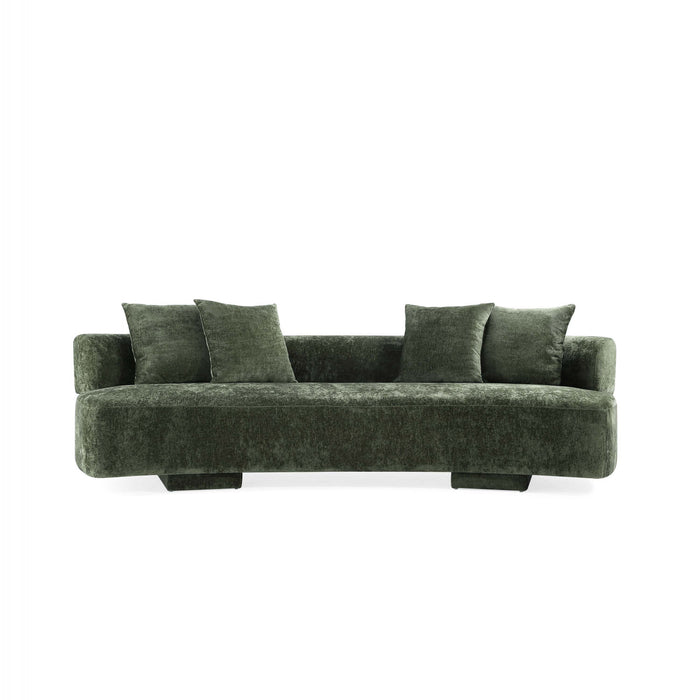 Verandah Mid-Century Modern 112\" Chenille Sofa in Olive Green