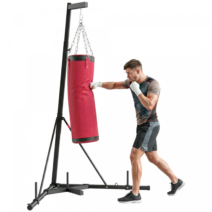 Soozier 72.8\"-90.9\" Adjustable Punching Bag Stand with Sandbag, Red