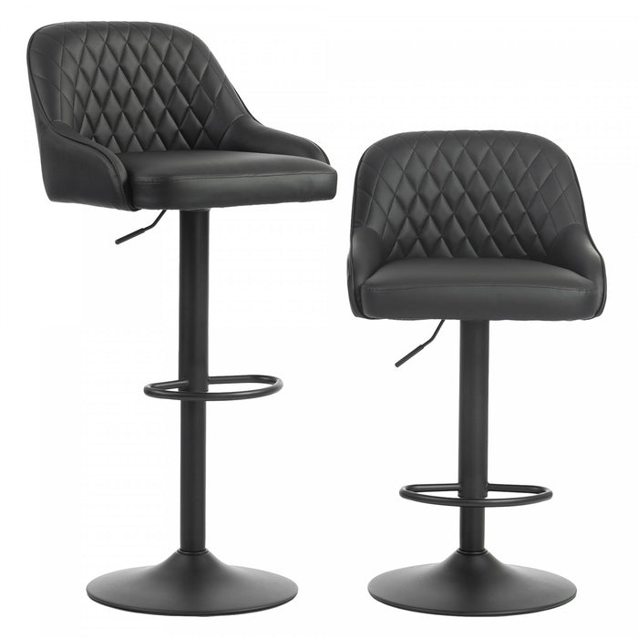HOMCOM Bar Stools Set of 2 Adjustable Swivel Counter Height Black