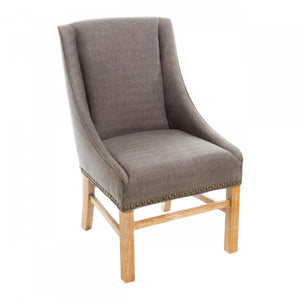 Lance Nailhead Trim Upholstered Fabric Dining Chair, Brown Grey