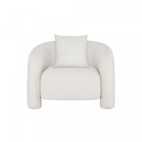 Sylvia Modern Glam Tweed Lounge Chair in Ivory
