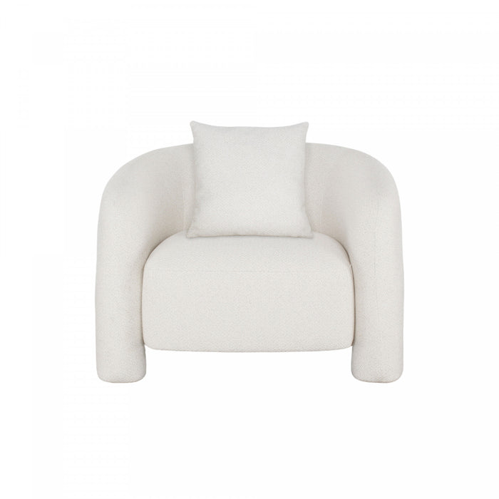 Sylvia Modern Glam Tweed Lounge Chair in Ivory