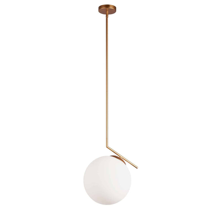 Dainolite Orion 1 Light Pendant Plated Gold Finish White Glass Lamp