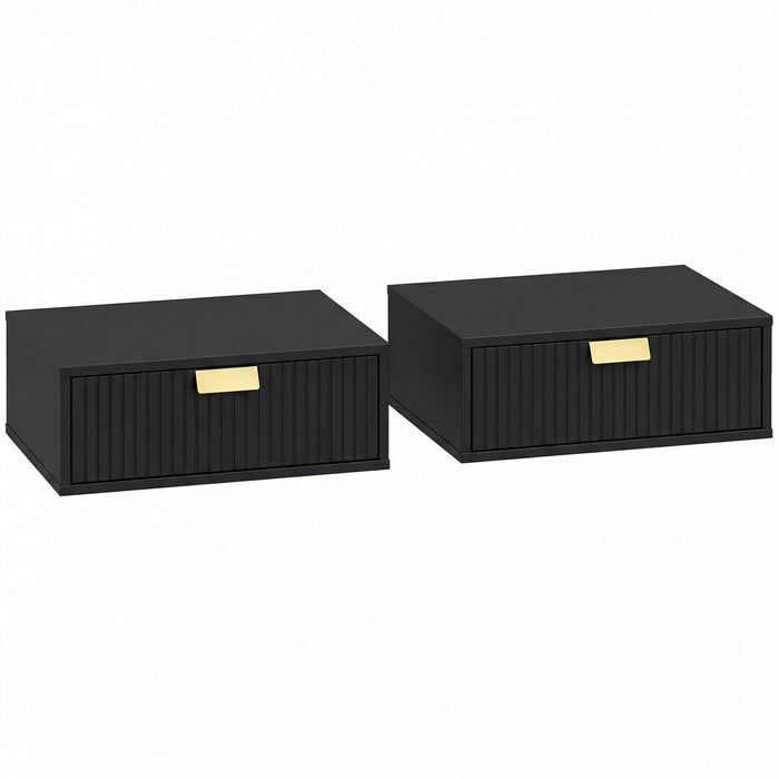 HOMCOM Floating Nightstands Set of 2, Bedside Tables Black
