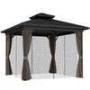Outsunny 10' X 10' Hardtop Gazebo Outdoor Aluminum Gazebo, Dark Brown