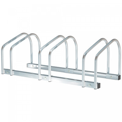 Soozier 3-bike Bicycle Floor Parking Rack Cycling Storage Stand Silver