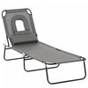 Outsunny Adjustable Outdoor Lounge Chair With Support Pillow, Grey