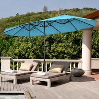 Costway 15FT Double-Sided Twin Patio Umbrella Sun Shade Outdoor Crank Market Turquoise