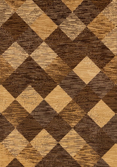 Florence Brown Beige Distressed Diamond Pattern Rug, 7'9\" x 10'6\" Indoor Area Rug