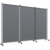 Outsunny Room Divider With Wheels, 6ft Folding Privacy Screen, Dark Grey