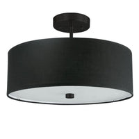 Dainolite Everly 3 Light Semi-flush Mount Matte Black Black Shade Lamp