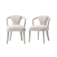Palmer Mid-Century Modern Upholstered Tweed Armchair in Ivory - Set of 2 Dining Chair