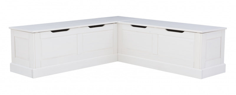 Tobin Backless Corner Nook Dining Bench - White