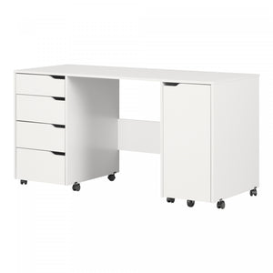 Crea Sewing Craft Table On Wheels - Pure White