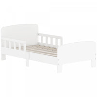 Qaba Toddler Bed Frame with Safety Side Rails for Girls and Boys, Bedroom Furniture, White
