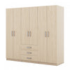 Peter 70.9\" 6-door Wooden Wardrobe With Drawers And Hanging Storage, Brown