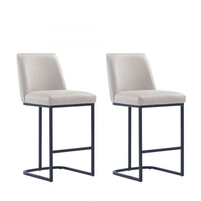Serena Modern Metal Upholstered Counter Stool in Light Gray - Set of 2 Bar Stool
