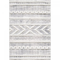 Lola Geo Moroccan Cream Shag Area Rug - 6'7