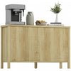 HOMCOM Fluted Sideboard Buffet Cabinet with Push to Open Doors Natural