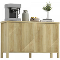 HOMCOM Fluted Sideboard Buffet Cabinet with Push to Open Doors Natural