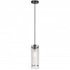 Dainolite Pasha 1 Light Pendant Matte Black Finish Clear/Frosted Glass Lamp
