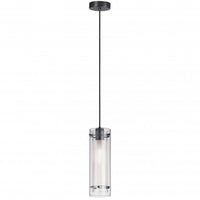 Dainolite Pasha 1 Light Pendant Matte Black Finish Clear/Frosted Glass Lamp