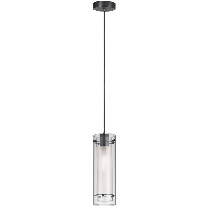 Dainolite Pasha 1 Light Pendant Matte Black Finish Clear/Frosted Glass Lamp