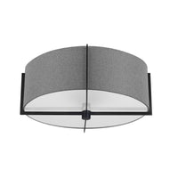 Dainolite Preston 3 Light Semi-flush Mount Matte Black Grey Shade Lamp