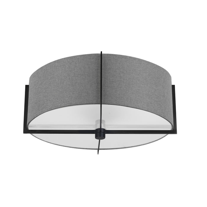 Dainolite Preston 3 Light Semi-flush Mount Matte Black Grey Shade Lamp