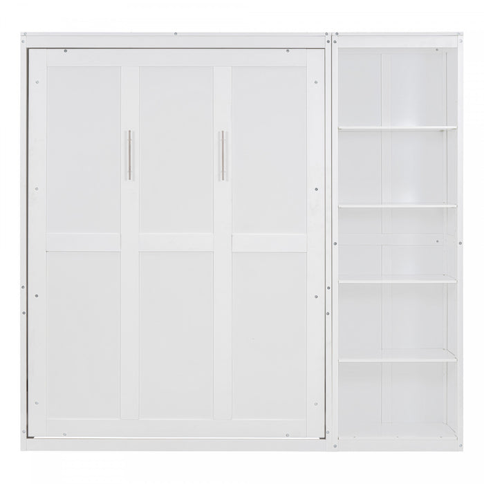 Jocelyn Space-saving Full Murphy Bed With Shelves - White