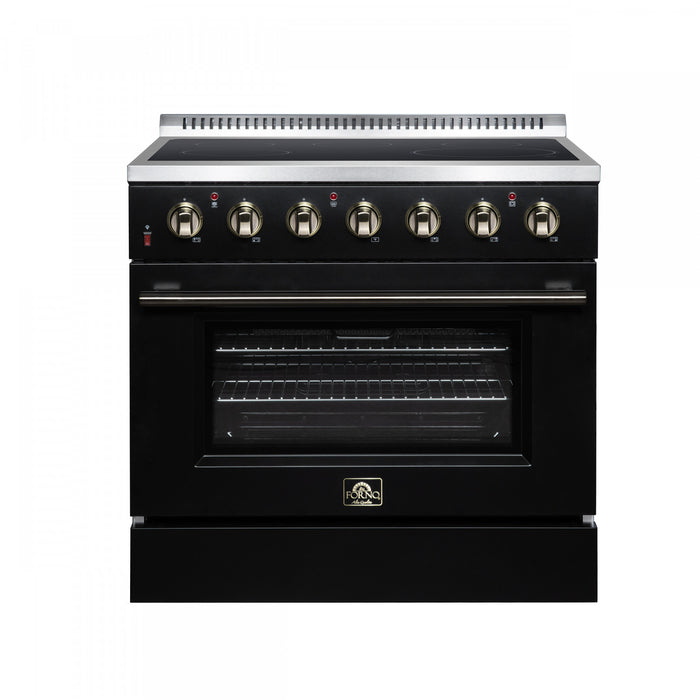 Forno Galiano 36 Inch Freestanding Electric range, 5 radiant burners, 5.36 cu.ft., Black - FFSEL6083-36BLK Electric Range