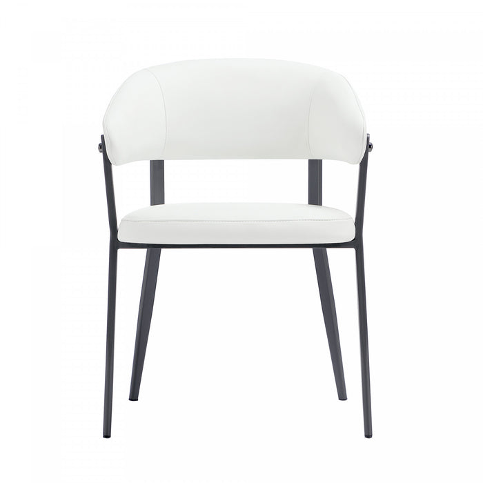Belle Modern Metal Upholstered Dining Chair in White