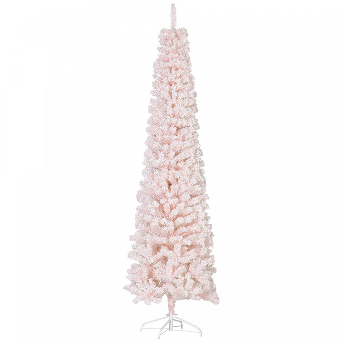 Homcom Snow Flocked Pencil Christmas Tree Slim Artificial Christmas Tree