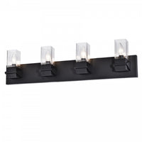 Dainolite Veronica 4 Light Vanity Light Matte Black Clear Glass Lamp