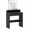 HOMCOM Makeup Vanity Desk with Mirror, 3 Colour LED Lights, Drawers, Black