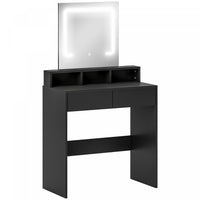 HOMCOM Makeup Vanity Desk with Mirror, 3 Colour LED Lights, Drawers, Black