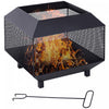 Outsunny 17\" Outdoor Fire Pit with Fire Poker, Wood Burning Firepits, Black