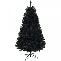 Homcom 6ft Artificial Christmas Tree With Auto Open, Steel Base, Black