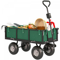 Outsunny Heavy Duty Garden Cart, 660lbs Capacity Utility Wagon Cart with Removable Liner, Quick-Release Sides, 10