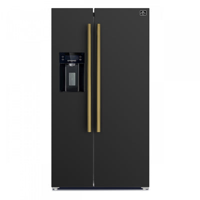 Forno Salerno 36-inch Side-by-Side Refrigerator in Black, 20 cu.ft. - FFRBI1844-36BLK | Refrigerateur cote a cote Salerno de 36 po, noir, 20 pi³ – FFRBI1844-36BLK
