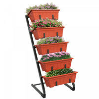 Outsunny 5-tier Vertical Raised Garden Bed With 5 Planter Boxes, Red