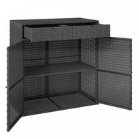 Outsunny Wicker Outdoor Storage Cabinet with 2 Drawers, Shelves, Dark Grey