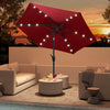Costway 7.5 ft Solar Powered Patio Umbrella with LED Lights Push Button Tilt Crank Handle Red