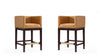 Kingsley Mid-Century Modern Wood Upholstered Counter Stool in Camel - Set of 2