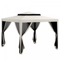 Outsunny 10'x10' Canopy Tent With Mesh Netting And Double Tier Roof, Cream