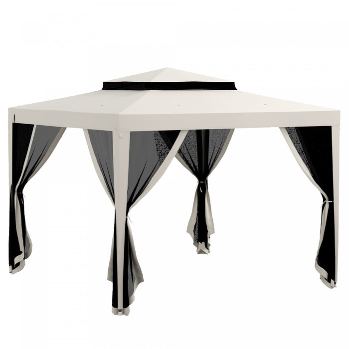 Outsunny 10'x10' Canopy Tent With Mesh Netting And Double Tier Roof, Cream