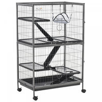 Pawhut Deluxe Small Animal Cage Rolling Pet Product Play House Home With Platform, Ramps, Slide Out 