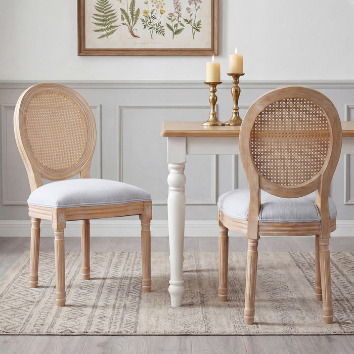 Ethan Solid Wood Rubberwood Dining Chair Set of 2 Pieces with Upholstered Seat,Grey