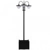 Outsunny 3-head LED Solar Light Lamp Street Light Post With Planter, Solar-powered Lamp Post, Black